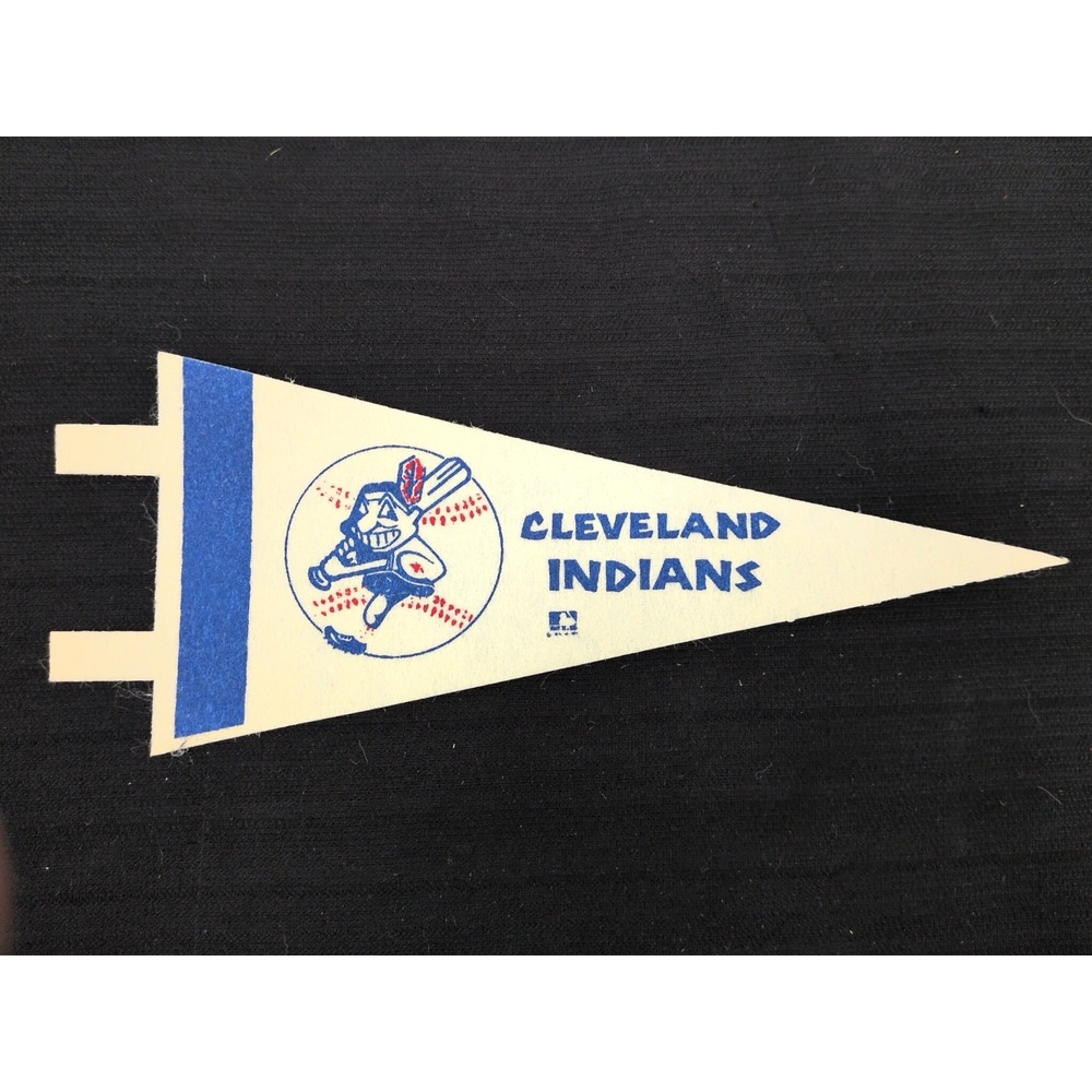 VTG Pennant Flag Chief Wahoo Cleveland Indians 9" 1970s Baseball MLB Mini Felt